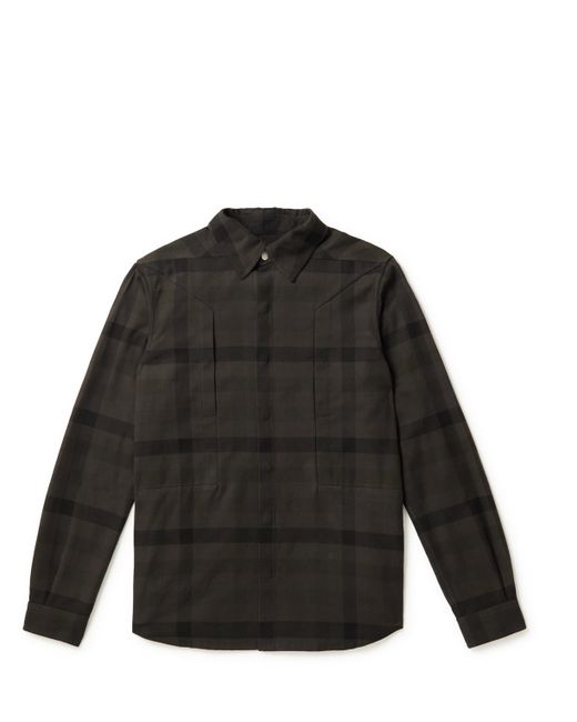 Rick Owens Checked Brushed Cotton-Twill Overshirt