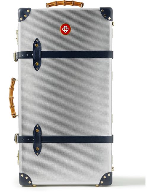 Casablanca Globe-Trotter Large Check-In Leather and Bamboo-Trimmed Aluminium Suitcase