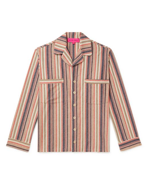 The Elder Statesman Striped Cashmere-Blend Flannel Shirt
