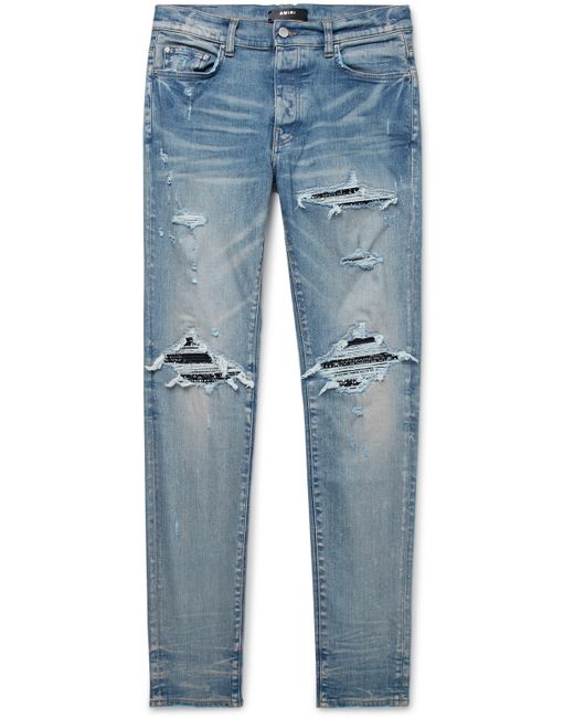 Amiri MX1 Skinny-Fit Panelled Distressed Jeans
