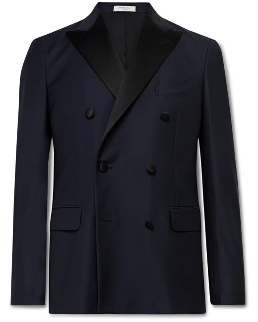 Boglioli Double-Breasted Satin-Trimmed Wool-Blend Tuxedo Jacket