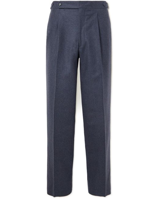 Stoffa Straight-Leg Pleated Moss Wool-Flannel Trousers