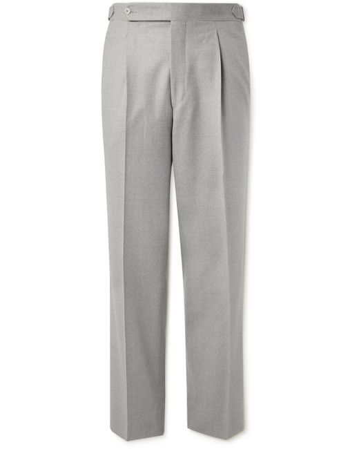 Stoffa Straight-Leg Pleated Moss Wool-Flannel Trousers