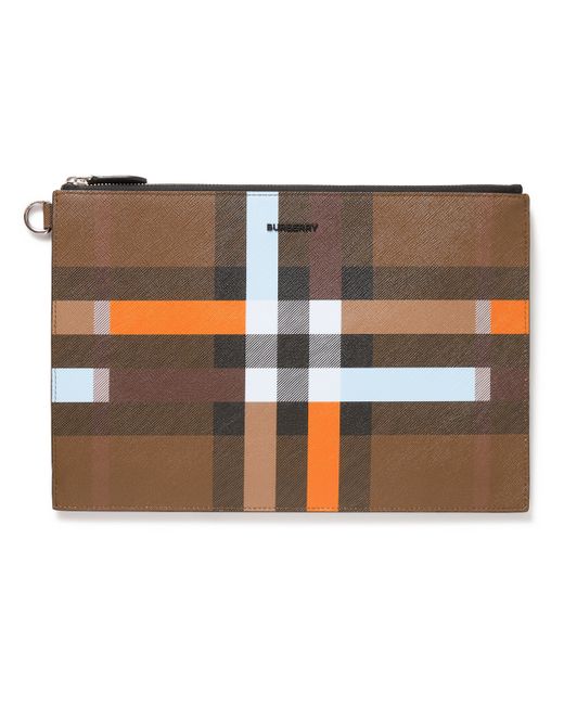 Burberry Leather-Trimmed Printed Coated-Canvas Pouch