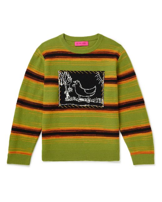 The Elder Statesman Inner City Arts Striped Merino Wool and Cashmere-Blend Sweater