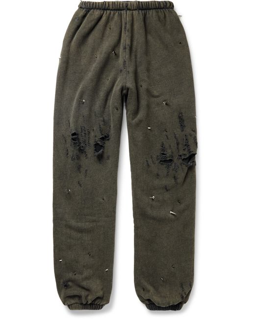 Liberal Youth Ministry Tapered Studded Distressed Cotton-Blend Jersey Sweatpants