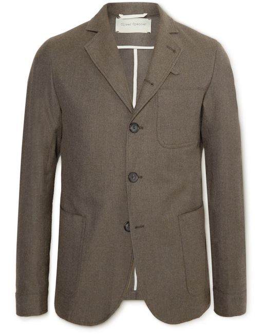 Oliver Spencer Solms Unstructured Wool and Cotton-Blend Flannel Blazer