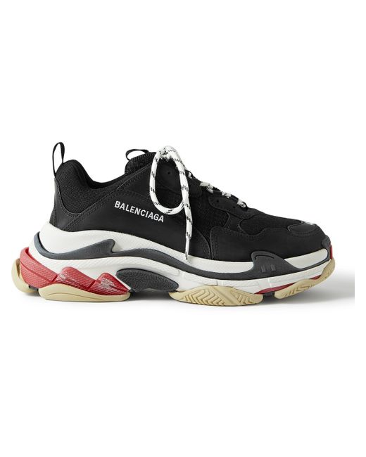 Balenciaga Triple S Mesh Faux Suede and Leather Sneakers