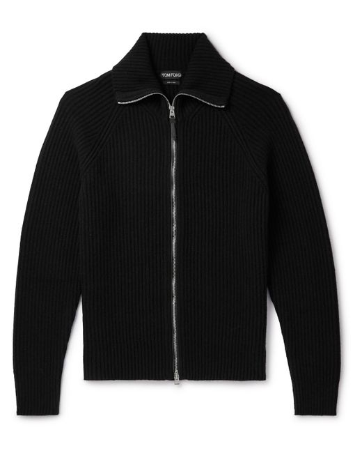 Tom Ford Slim-Fit Ribbed Wool and Cashmere-Blend Zip-Up Cardigan