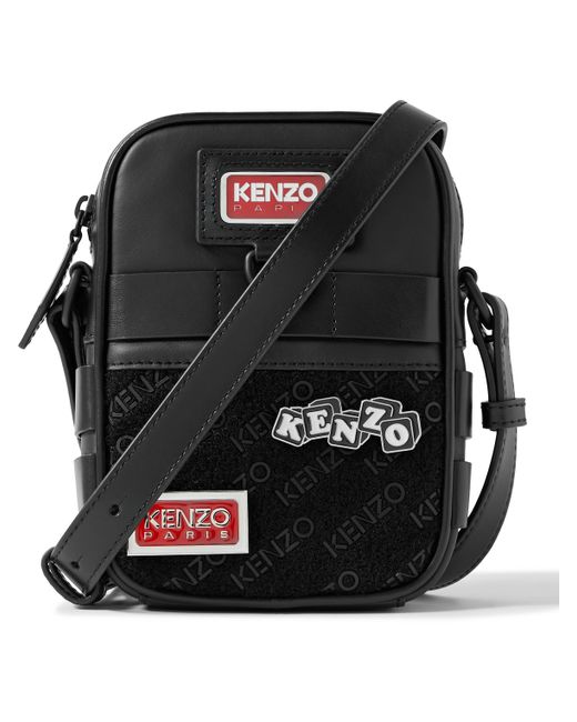 Kenzo Jungle Logo-Appliquéd Leather Messenger Bag