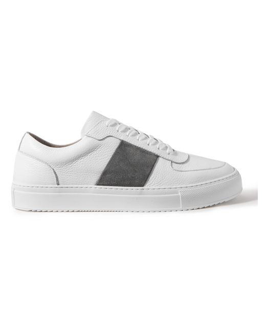 Mr P. Mr P. Larry Pebble-Grain Leather and Suede Sneakers