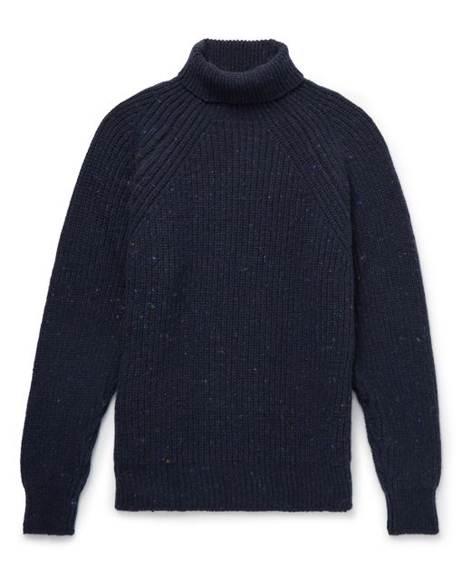 Inis Meáin Boatbuilder Ribbed Donegal Merino Wool and Cashmere-Blend Rollneck Sweater