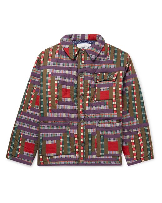 Bode Log Cabin Patchwork Checked Cotton Jacket