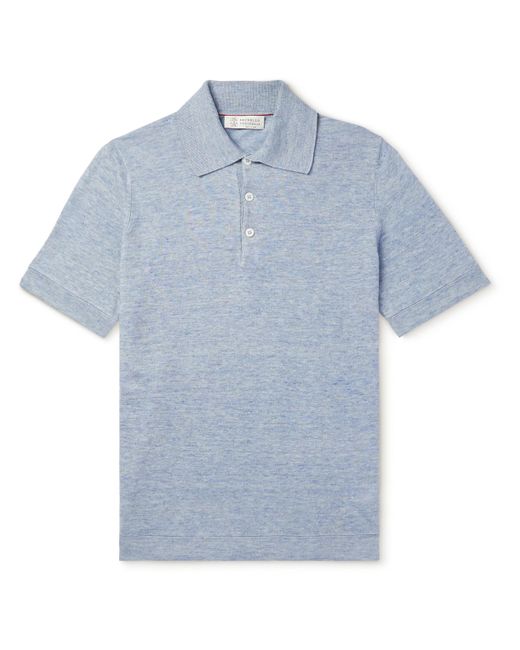 Brunello Cucinelli Mélange Linen and Cotton-Blend Polo Shirt
