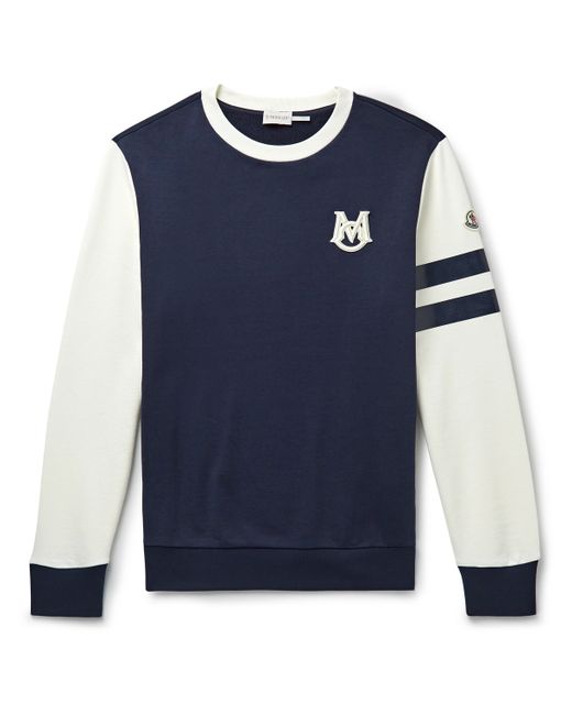 Moncler Logo-Embroidered Two-Tone Cotton-Jersey Sweatshirt