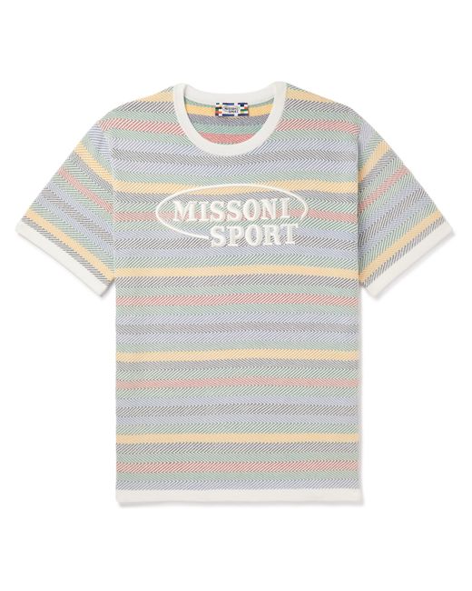 Missoni Logo-Embroidered Striped Cotton-Jacquard T-Shirt