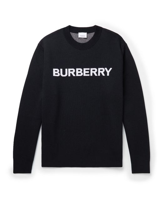 Burberry Logo-Intarsia Wool and Cotton-Blend Sweater