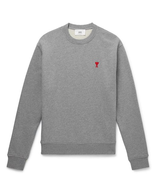 AMI Alexandre Mattiussi Logo-Embroidered Cotton-Jersey Sweatshirt