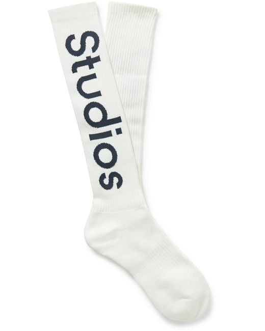 Acne Studios Logo-Jacquard Ribbed Cotton-Blend Socks