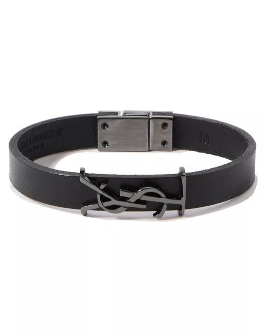 Saint Laurent Opyum Leather and Silver-Tone Bracelet