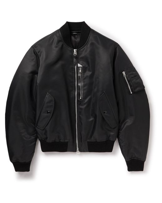 Tom Ford Leather-Trimmed Shell Bomber Jacket