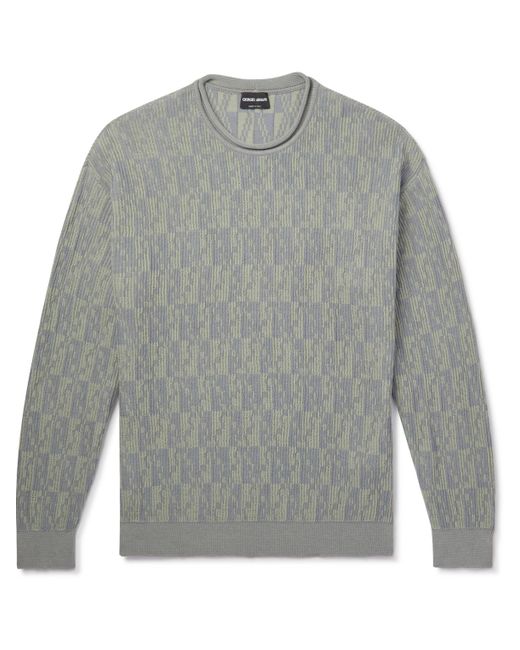Giorgio Armani Slim-Fit Jacquard-Knit Cotton and Cashmere-Blend Sweater