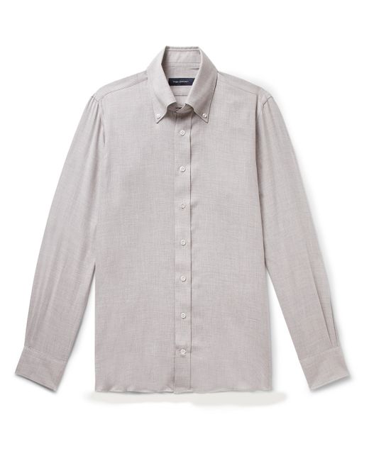 Thom Sweeney Button-Down Collar Cotton and Cashmere-Blend Shirt