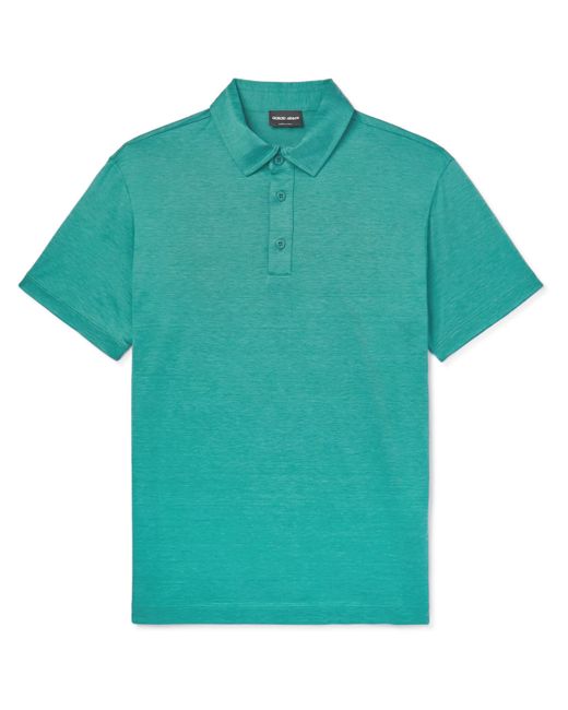 Giorgio Armani Slim-Fit Silk and Cotton-Blend Polo Shirt