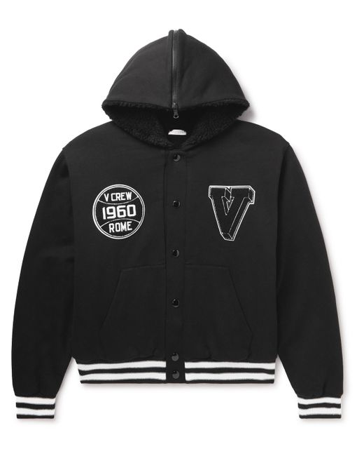 Valentino Logo-Appliquéd Cotton-Jersey Hooded Bomber Jacket