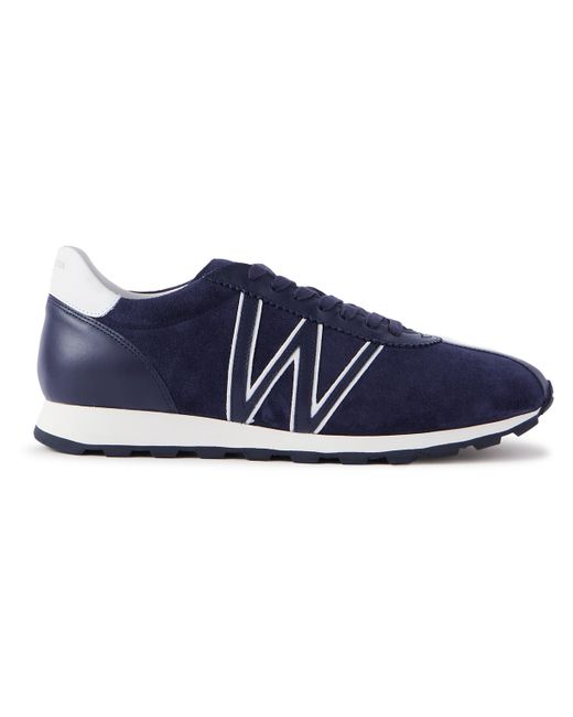 J.M. Weston On My Way Leather-Trimmed Velour Sneakers