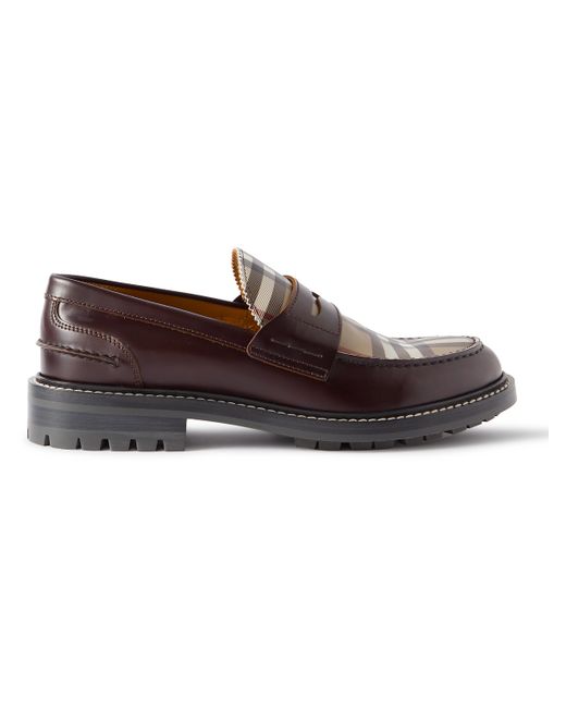 Burberry Checked Leather Penny Loafers