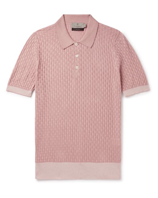 Canali Slim-Fit Honeycomb-Knit Cotton Polo Shirt