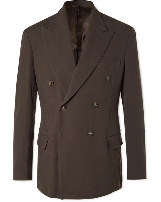Loro Piana Double-Breasted Rain System Linen Suit Jacket