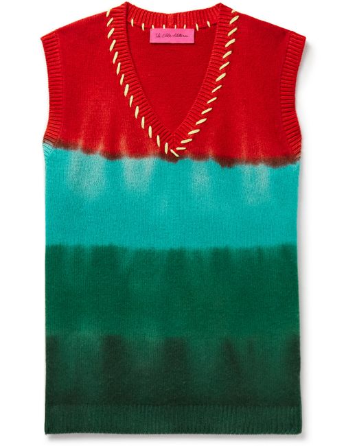 The Elder Statesman Embroidered Tie-Dyed Cashmere Sweater Vest