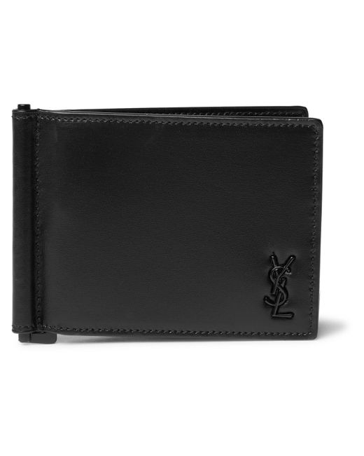 Saint Laurent Logo-Appliquéd Leather Wallet with Money Clip