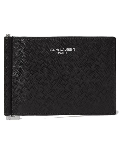 Saint Laurent Pebble-Grain Leather Billfold Wallet with Money Clip