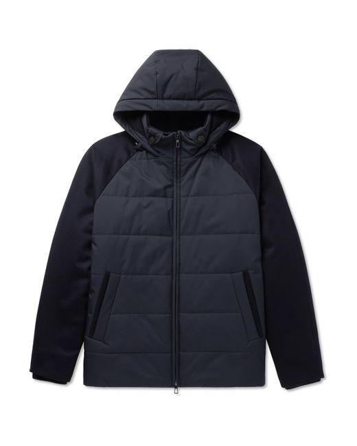 Loro Piana Cashmere-Trimmed Quilted Softshell Hooded Jacket