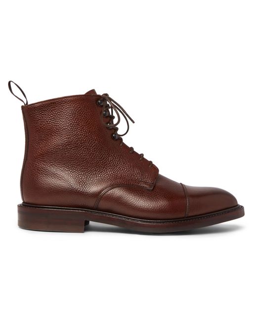 Kingsman George Cleverley Cap-Toe Pebble-Grain Leather Boots