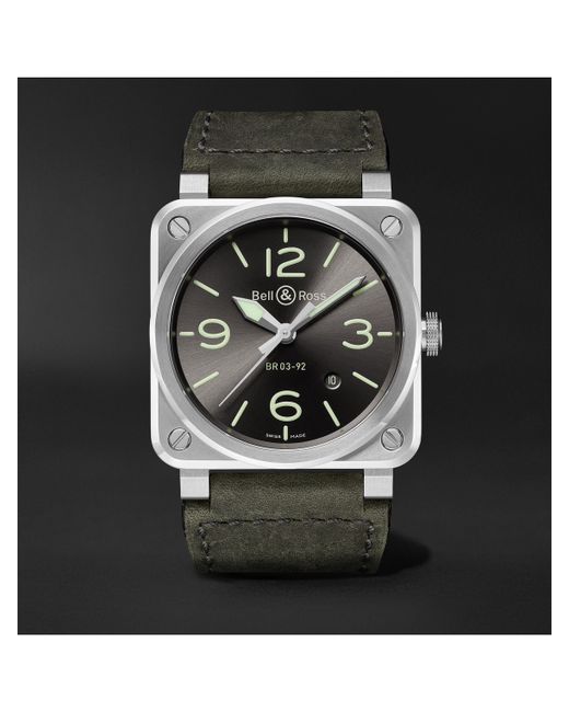 Bell & Ross BR 03-92 Grey Lum Automatic 42mm Stainless Steel and Leather Watch Ref. No. BR0392-GC3-ST/SCA
