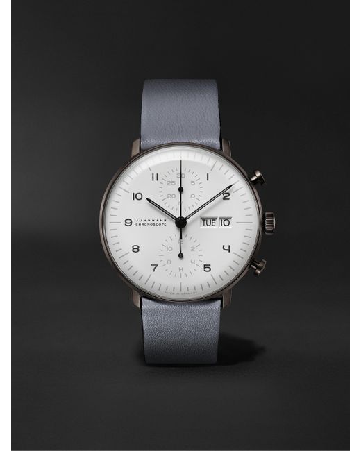 Junghans Max Bill Chronoscope Automatic 40mm Stainless Steel and Leather Watch Ref. No. 027/4008.05