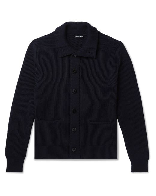 Tom Ford Slim-Fit Ribbed Wool and Cashmere-Blend Cardigan