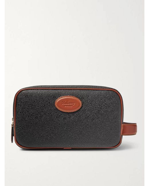 Mulberry Leather-Trimmed Scotchgrain Wash Bag