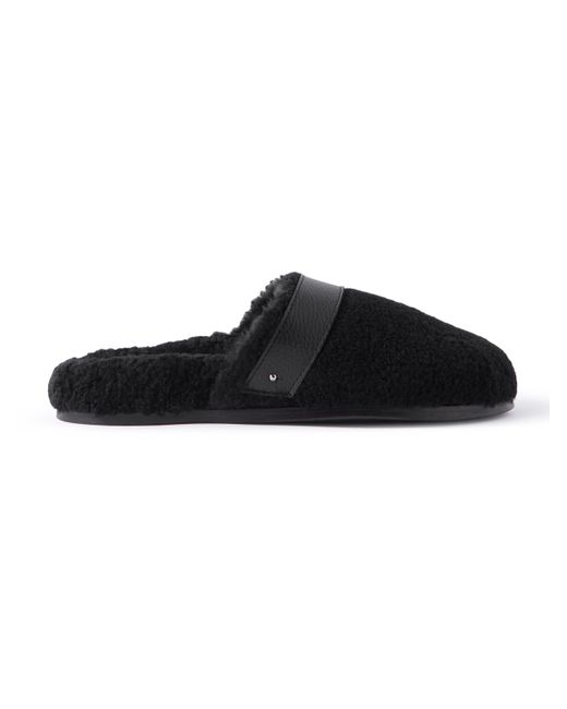 Mr P. Mr P. Leather-Trimmed Shearling Slippers