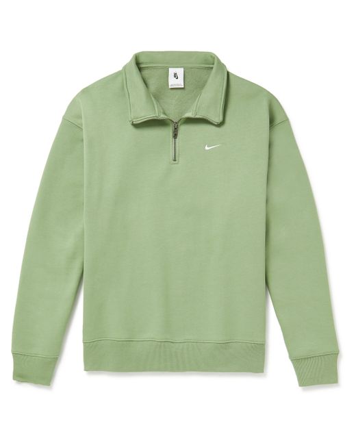 Nike Logo-Embroidered Cotton-Blend Jersey Half-Zip Sweatshirt