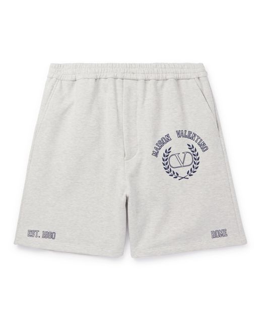 Valentino Varsity Straight-Leg Logo-Print Cotton-Jersey Shorts