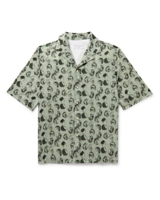 Officine Generale Eren Camp-Collar Printed Cotton-Voile Shirt