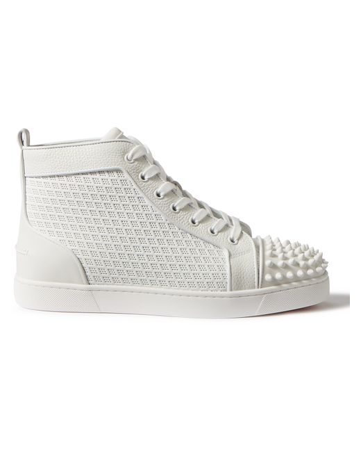 Christian Louboutin Lou Spikes Orlato Studded Leather and Mesh High-Top Sneakers