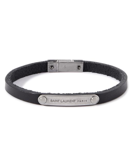Saint Laurent Leather and Palladium Bracelet