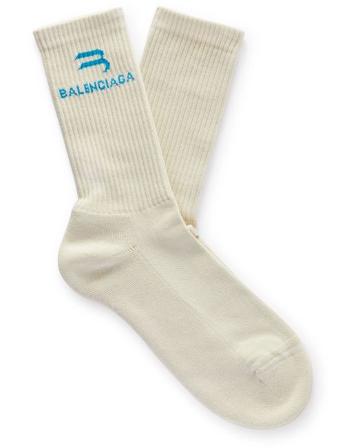 Balenciaga Logo-Jacquard Ribbed Cotton-Blend Socks