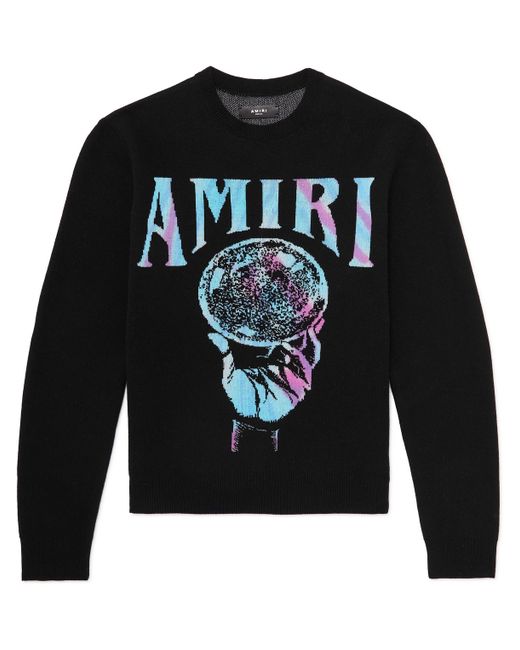 Amiri Crystal Ball Logo-Intarsia Cashmere Sweater